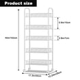 thumbnail image 4 of 5 Tier Rolling Cart Storage Vegetable Rack, Metal Slim Storage Trolley on Wheels, Beauty Fruit Drinks Trolley with 4 Hooks, Mesh Basket Narrow Shelf Unit for Kitchen Bathroom Office, 4 of 6