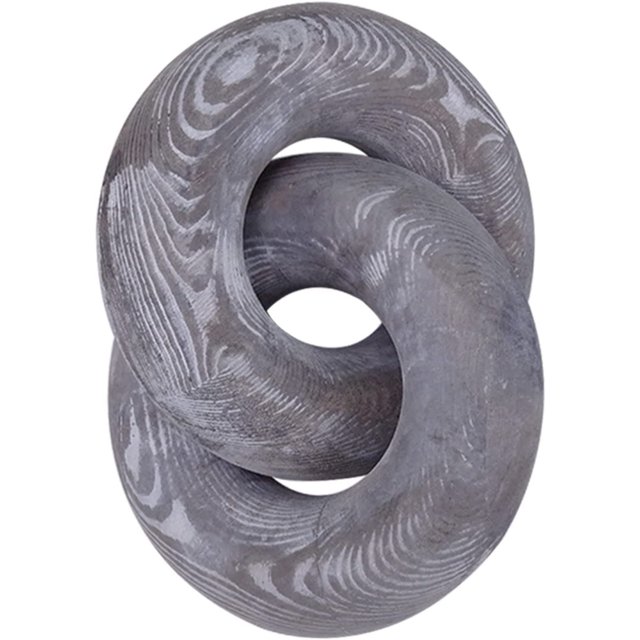 HAHDAXIA Wood Knot Decor,2-Link Wood Chain Link Decor,7.8 Inch Knot Decorative Object,White Wood Chain Decor,Hand Carved Decorative Knot,Country Chain Knot Decor,Home Table Decoration, Grey,