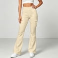 thumbnail image 2 of Women's Soft Comfortable Cargo Pants Elastic Waist Multi Pockets Athletic Activewear Hiking Utility Outdoor Fitness Beige M(M), 2 of 6