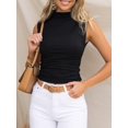 thumbnail image 3 of Camiseta corta Tankaneo para mujer, sin mangas, cuello alto, color negro, 3 of 7