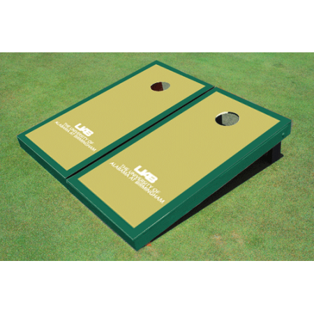 University of Alabama Birmingham UBA Gold and Green Matching Border Custom Cornhole Boards
