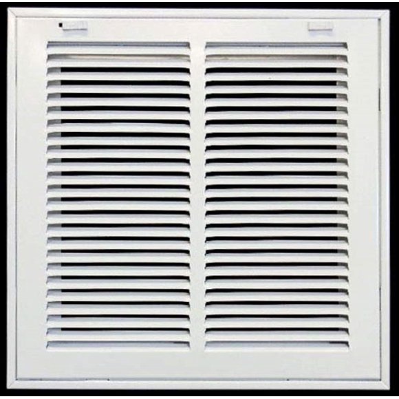 10" X 10" Steel Return Air Filter Grille for 1" Filter - Easy Plastic Tabs for Removable Face/Door - HVAC Duct Cover - Flat Stamped Face -White [Outer Dimensions: 11.75w X 11.75h]