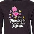 thumbnail image 4 of Inktastic Be a Flamingo in a Flock of Pigeons with Flowers Long Sleeve Youth T-Shirt, 4 of 5