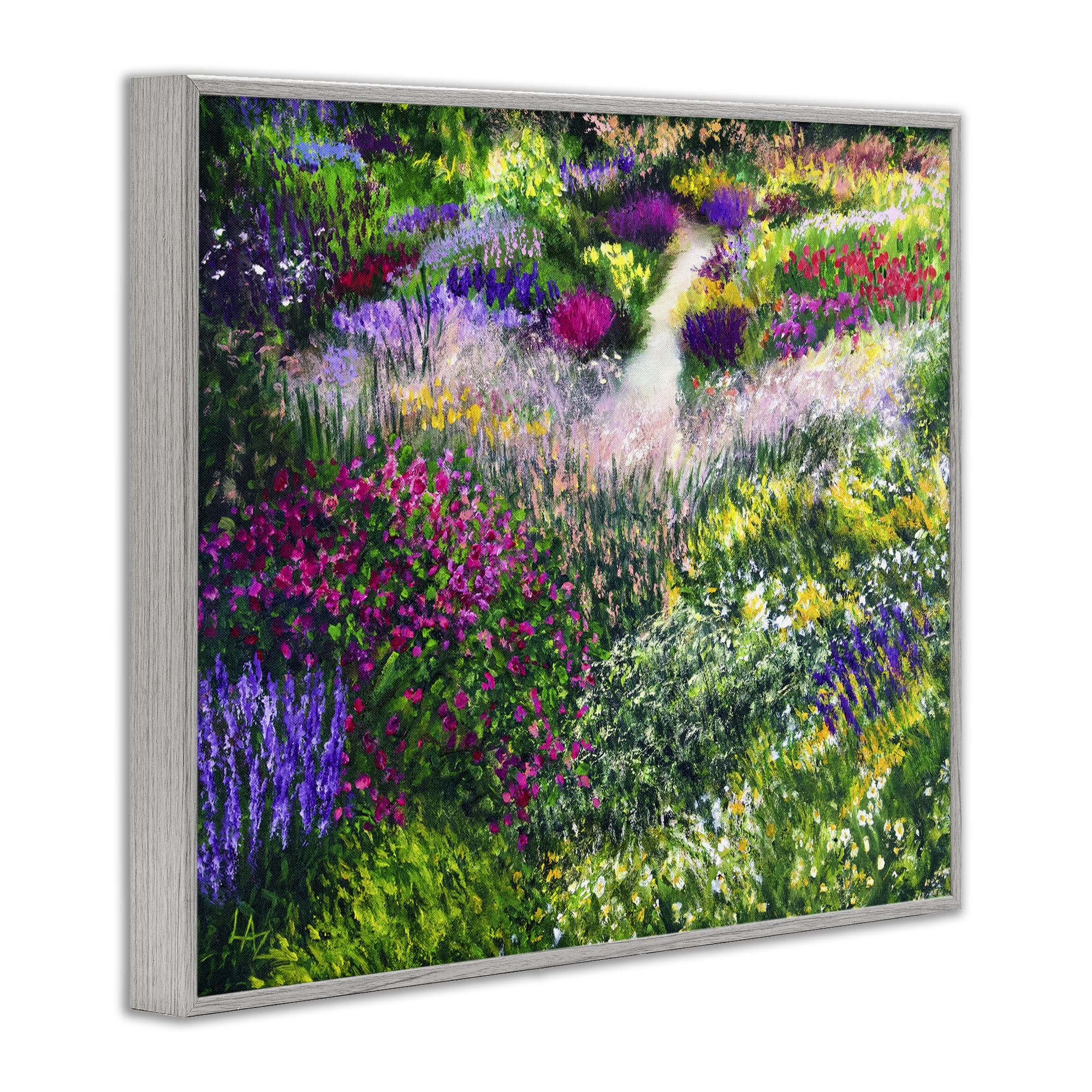 Stupell Industries Breath Of Spring Meadow Gray Framed Giclee Art, design by Lee Ann Zirbes