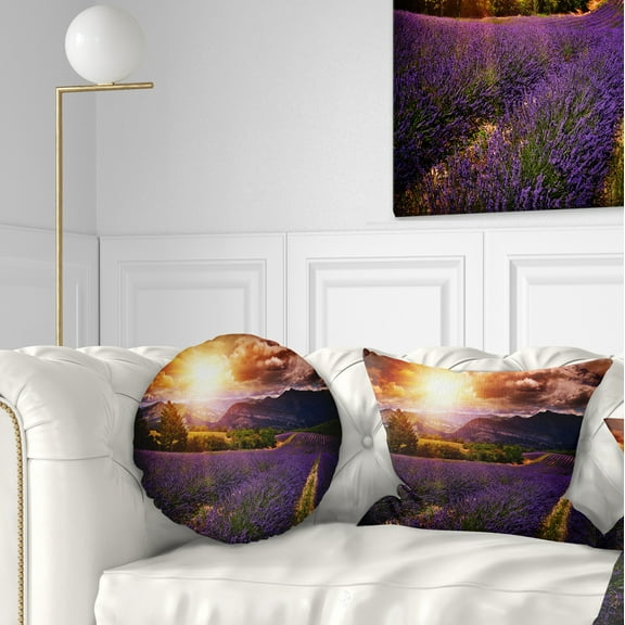 Designart 12" x 20" Purple Polyester Throw Pillow