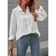 thumbnail image 6 of Asyoly Women Chiffon Blouse Swiss Dot Long Sleeve Button Down Casual Shirt Tops, 6 of 7