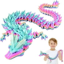 Articulated Dragon, 12 Inch Flexible 3D Printed Dragon With Eyes - Articulated 3D Printed Animal, Silk Rainbow Candy - 3D Printed Toy, Unique Home Decor Figurine