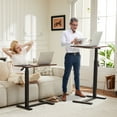 thumbnail image 6 of MCQ Overbed Table, Height Adjustable Rolling Cart with Metal Frame, Brown Mobile Desk for Bedroom, Office, and Hospital Use​, 6 of 6