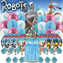Robots Birthday Party Supplies Balloons Paper Plates Decoration Cake Topper Decor Tableware Banner Backdrop
