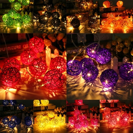 GLIME 20 LED Rattan Ball String Light fairy lights Battery Home Garden Fairy Wedding Party