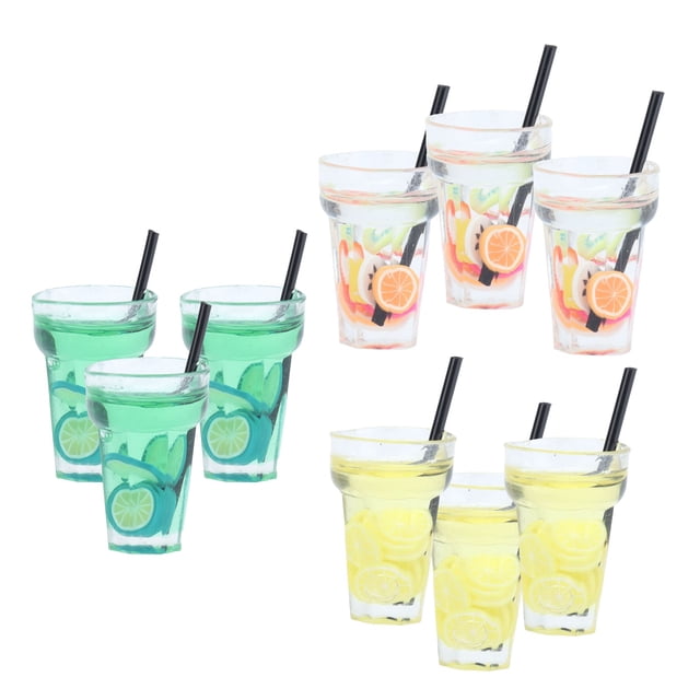 Botella de bebida para casa de muñecas en miniatura, bebida de jugo para casa de muñecas en miniatura, vasos para bebidas para casa de muñecas en miniatura, vasos
