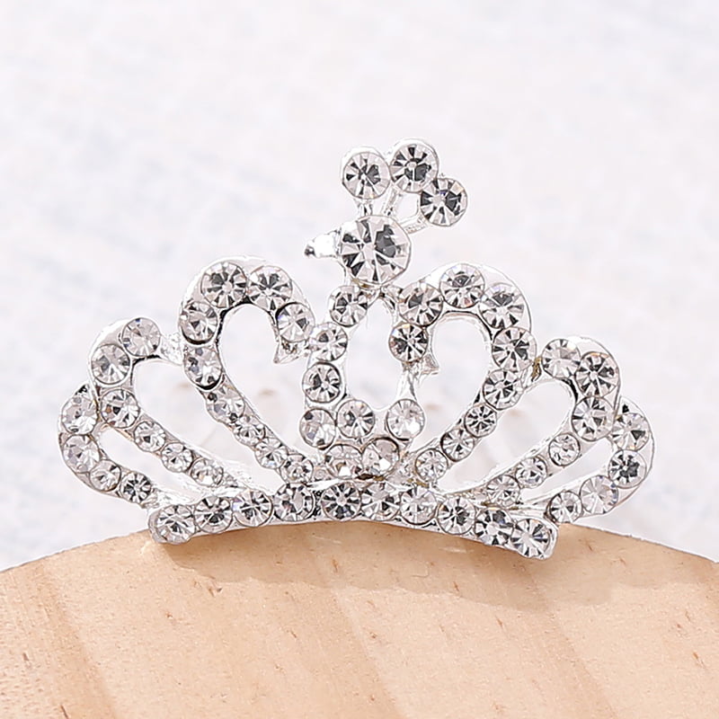 Children Girl Princess Crown Comb Tiara Heart-shaped Rhinestone Hair Clip Cheap 