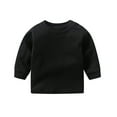 thumbnail image 2 of larppty Unisex Baby and Toddler Boys Girls' Long Sleeve Basic Round Neck Solid Sweatshirt Tee Shirts (Black,6-9 Months), 2 of 5