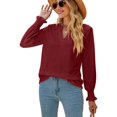 thumbnail image 1 of Camisa de manga larga para mujer, blusa tipo túnica con cuello en V, camisa de encaje de moda, 1 of 5