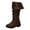 Brown, variant on Chenyee Fold Knee High Boots for Women Wide Calf Fashion Slouchy Flat Mid Calf Dressy Booties