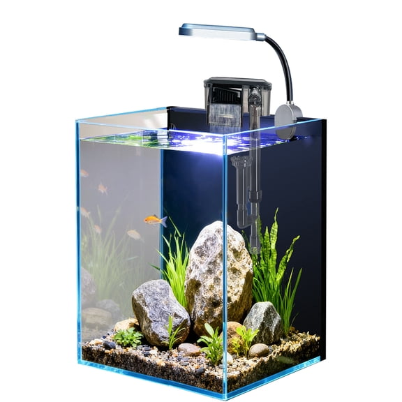 Fish Tank Starter Kits,1.5 Gallon Nano Glass Aquarium with Filter, Led Light for Aquascape DIY Small Betta Fish Tank