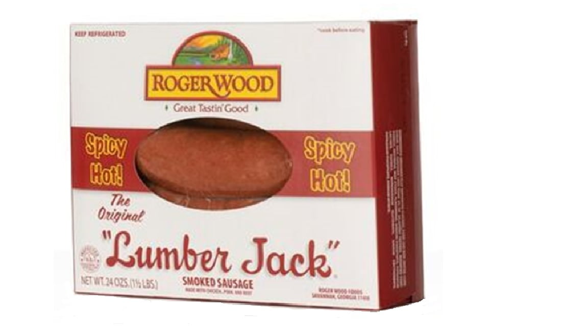 Roger Wood Spicy Hot Lumber Jack Smoked Sausage - Fully Cooked, Gluten-Free, 24 oz