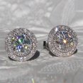 thumbnail image 2 of Pendientes con incrustaciones de destellos de circonitas redondas y llenos de diamantes, pendientes de temperamento elegantes para mujer, 2 of 5