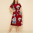 thumbnail image 1 of U.Vomade Robe pour Femme Grande Taille Été Plage Taille à Bande Robe à Manches Courtes Col Ras du Cou Oversize Robes Décontractées, 1 of 7