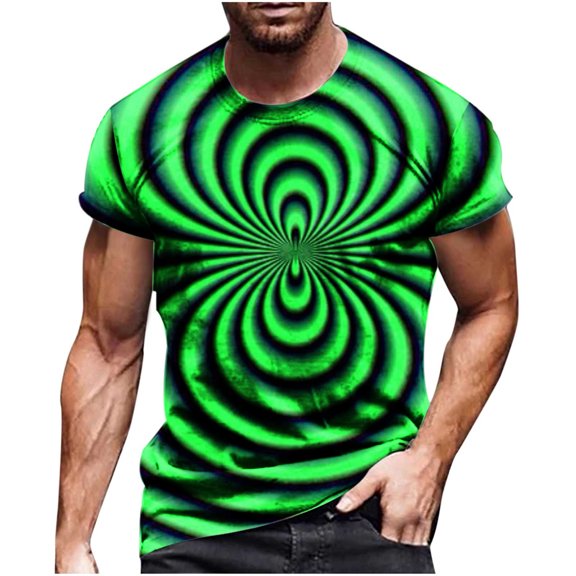 Lilgiuy Mens Workout Shirts Trendy 3D Printing Street Casual Short Sleeve Crew Neck Loose Fit Summer Tee for Gym Exercise Fitness(M-5Xl)