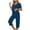 Navy, variant on LIaqionyy Women's 3/4 Sleeve 2 Piece Pajama Sets Tops and Elastic Waist Pants Pajamas Loungewear Outfits