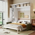 thumbnail image 5 of Harper & Bright Designs Queen Size Murphy Bed with Sofa and Cabinet, Wooden Queen Cabinet Bed Wall Bed with Shelves, Folding Wall Chest Bed for Guest Room Office, White, 5 of 18