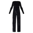 thumbnail image 5 of Black Velvet Wrap Drape Detail Wide Leg Jumpsuit, 5 of 9