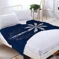 thumbnail image 3 of Stylish Palm Tree Design Flannel Blanket - Soft Cozy and Warm for Sofa Travel Bed and Chair - Minimalistic in White on Blue, 3 of 7
