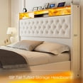 thumbnail image 5 of King Size Bed Frame with Headboard and Storage, Upholstered Frame with Charging Station 60" Tall Wingback LED Light, 5 of 6