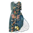 thumbnail image 1 of Vestido de Verano para Mujeres Impreso Cuello de Vuelta de Manga de Tres Cuartos, Estilo de Ocio de Moda para Ocasional, Fiesta Y Vacaciones, 1 of 5