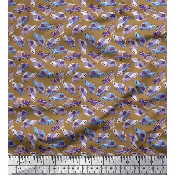 Soimoi Cotton Jersey Fabric Car Transport Print Sewing Fabric Yard 58 Inch Wide