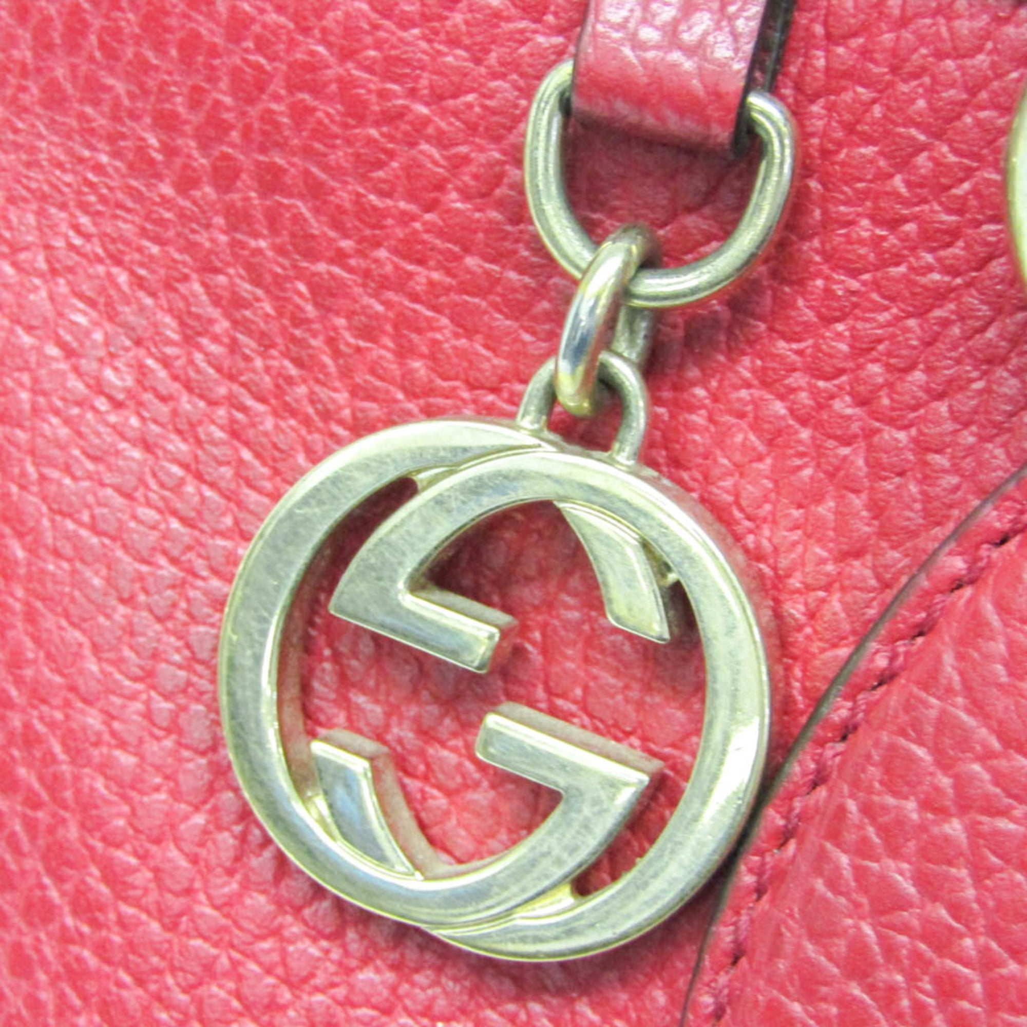 Pre-Owned Gucci Interlocking G 449659 Women's Leather Handbag,Shoulder Bag Red Color
