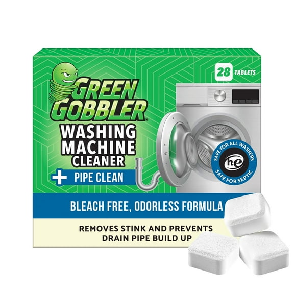Green Gobbler Washing Machine Cleaner & Pipe Build Up Remover Tablets - Deep Cleans Washing Machines & Prevents Build-Up in Pipes