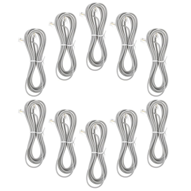 SOPOTUTU 10Pcs Grey Phone Cord Extension Cable with Pure Copper Core and Rj11 Connectors for Office Phones