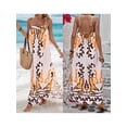 thumbnail image 3 of ASNOUIFU Women Summer Casual Long Dress Print Spaghetti Strap Sleeveless Cami Dress Loose Tie-Up Backless Holiday Dress, 3 of 7