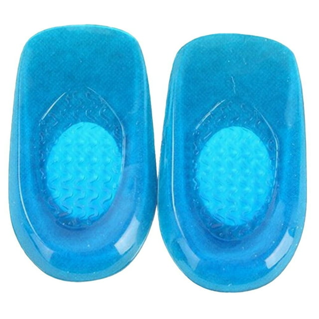 1 par de plantillas elásticas de gel para el talón Almohadillas para el talón Media almohadilla que amortigua el talón Alivio del dolor en el talón para mujeres y hombres (azul oscuro L 40-46)