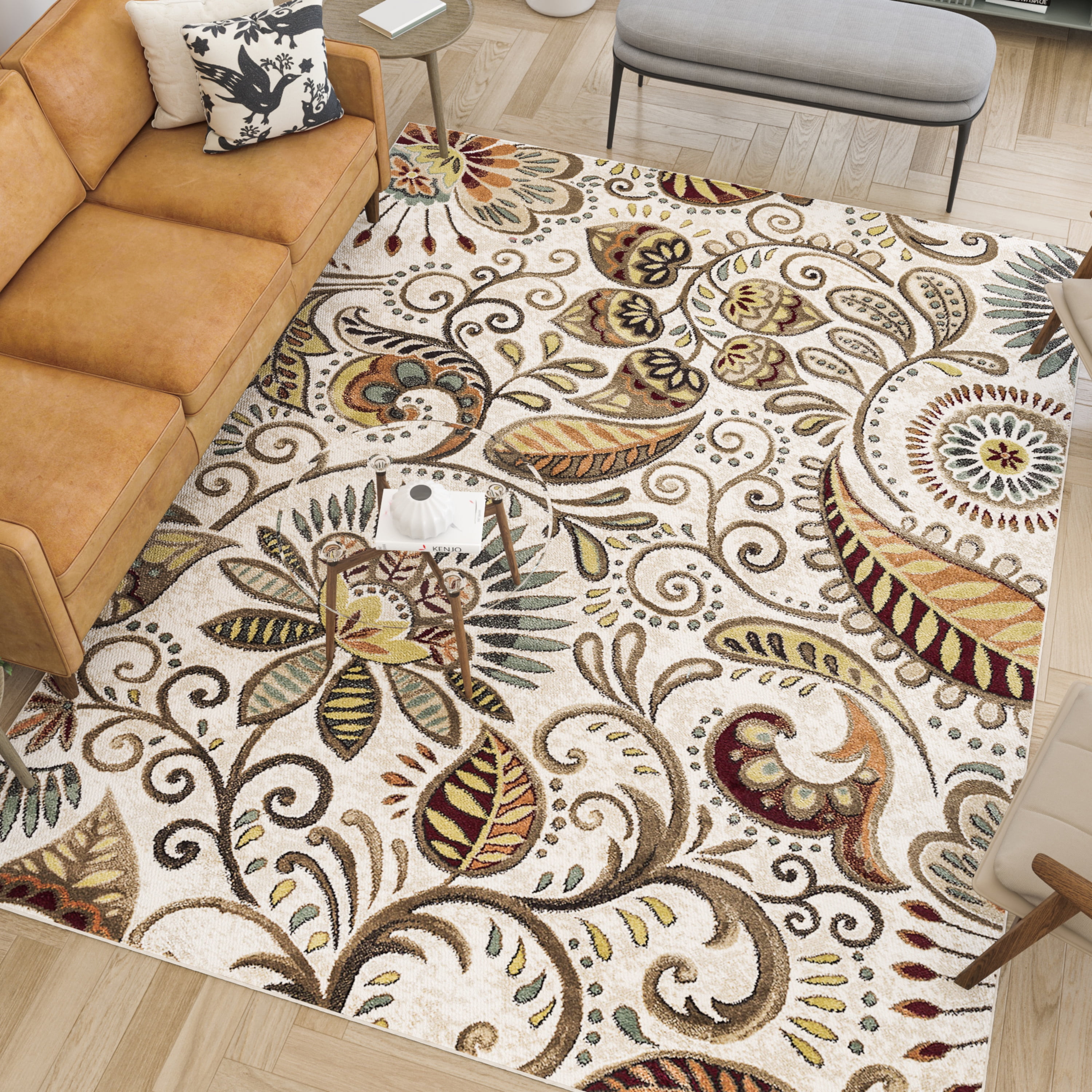 Capri Transitional 6.7' x 9.6' Ivory and Beige Polypropylene Indoor Area Rug