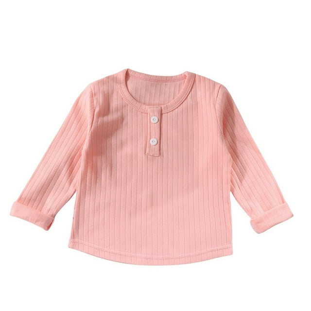 ameIAEA Bébé Garçon Filles Manches Longues Automne Hauts Tout-Petits Enfants Couleur Unie Col Rond T-Shirts