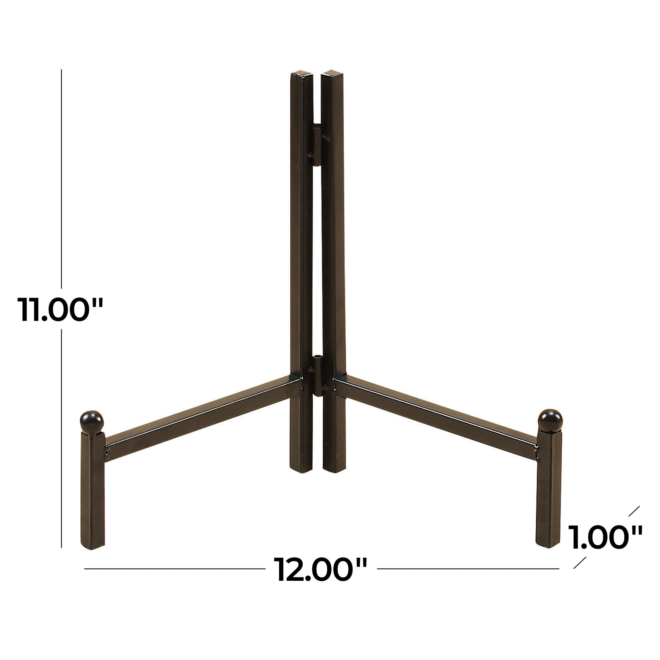 DecMode 12" x 11" Black Metal Tabletop Triangle Easel with Foldable Stand, 1-Piece