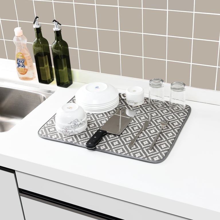 Subekyu Dish Drying Mats, Microfiber, 2-Pack, Gray photo 2