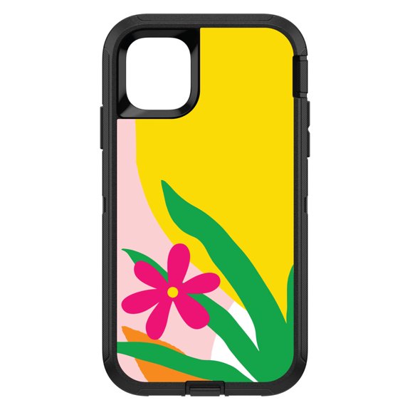 DistinctInk Custom SKIN / DECAL compatible with OtterBox Defender for iPhone 11 Pro (5.8" Screen) - Summer Vibes Bold Flower Pink Green Yellow