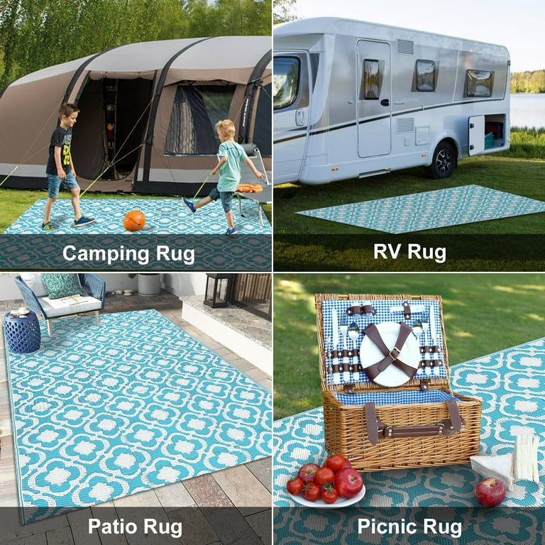 Yamaziot 5'x8' Outdoor Rugs Patio Rug Reversible Mats RV Outdoor Rugs  Camping Rugs Plastic Straw Rug Outdoor Area Rug for Patios, Camping, Porch,  RV, Balcony, Beach, Deck Gray 
