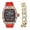 Red; Gold, variant on Men's Luxury Iced Out Crystals Diamond Watch with Unique Tonneau Shape, Comfortable Silicone Band, Show Your Style Design (ST10526-C Red Gold)