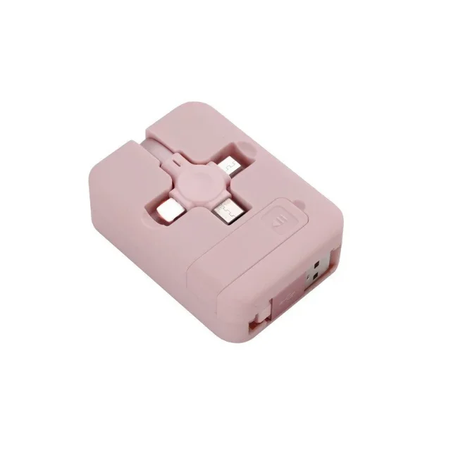 Cable de carga retráctil 3 en 1 USB tipo C Micro USB powerbank para iPhone Samsung Xiaomi con soporte de teléfono Cable de datos de cargador 3 en 1 brillar Hogar