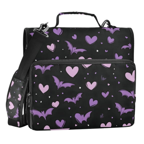 ALAZA Zipper Binder Hearts Bats 3 Ring Trapper Keeper File Folder Organizer Bag