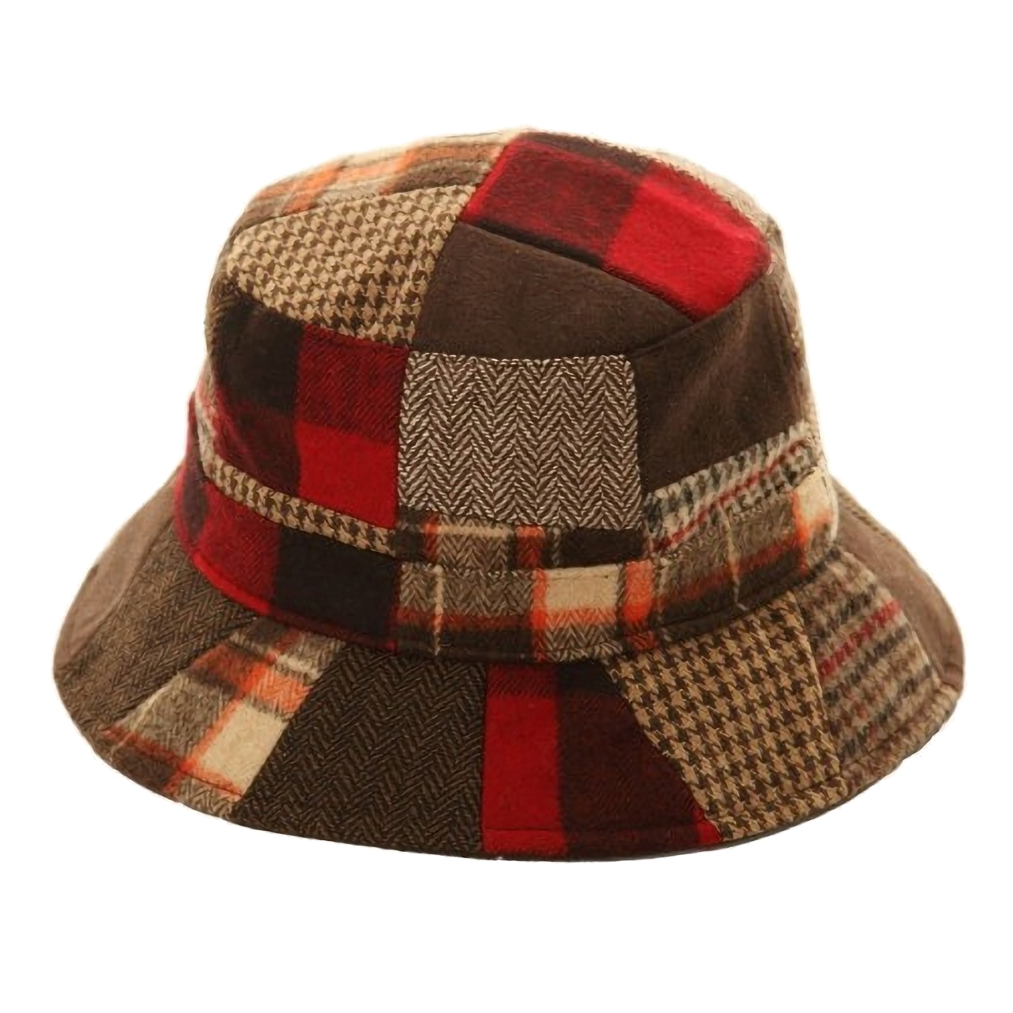 Adults Patchwork Wool Blend Bucket Hat 