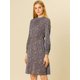 thumbnail image 4 of Vestido Floral De Una Línea De Manga Larga Con Columpio Hasta La Rodilla Y Cuello Simulado Para Mujer Azul marino XL, 4 of 6