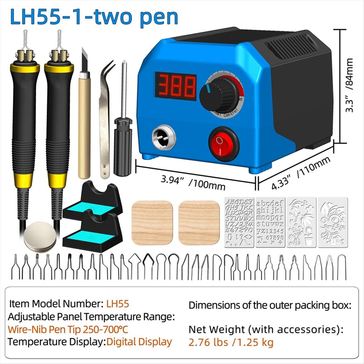 , Wood Burning Tool, Digitally Adjustable Temperature Wood Burner Kit, Wood Burner Tool Kit US Plug