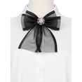 thumbnail image 4 of INSPIRE CHIC Broche de mujer Clip Malla Flor Perlas Rhinestone Color Sólido Lazo Negro, 4 of 5