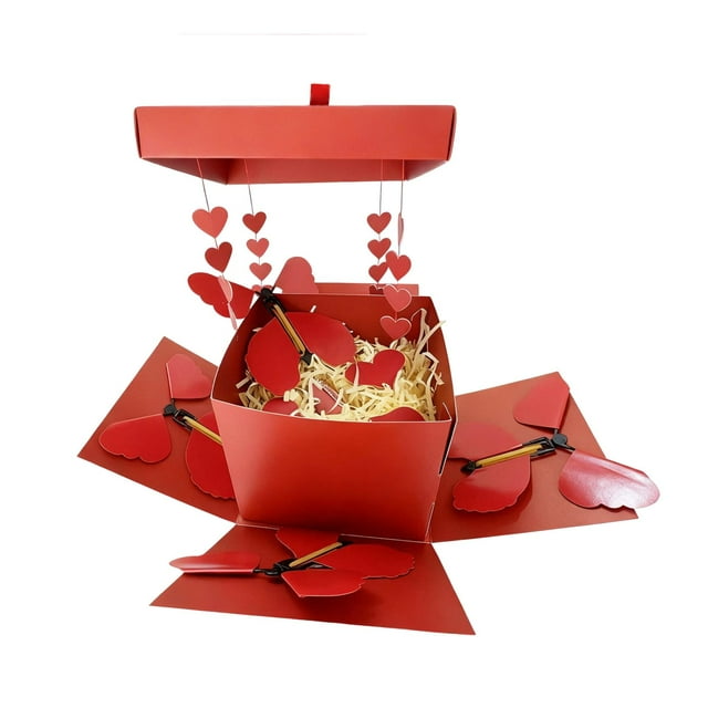 Caja de mariposa voladora DIY, romántica y novedosa caja de regalo de mariposa emergente para propuestas de año Nuevo, fiestas de mamá y papá